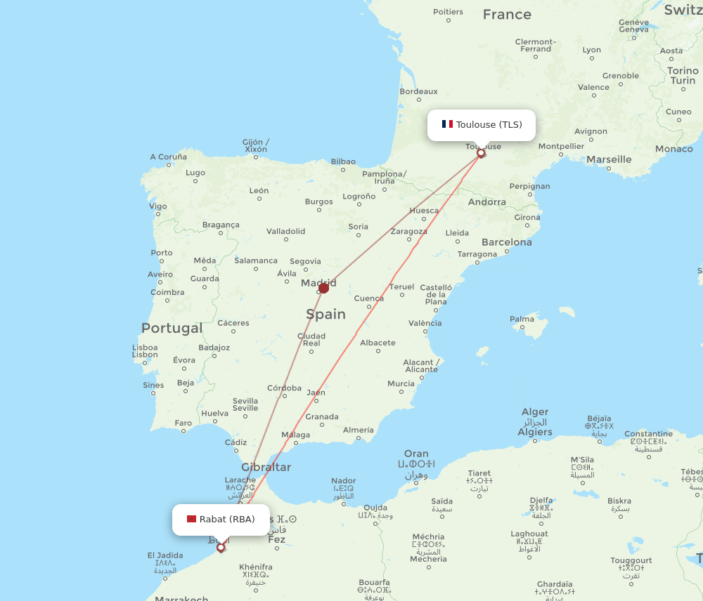 TLS-RBA flight routes