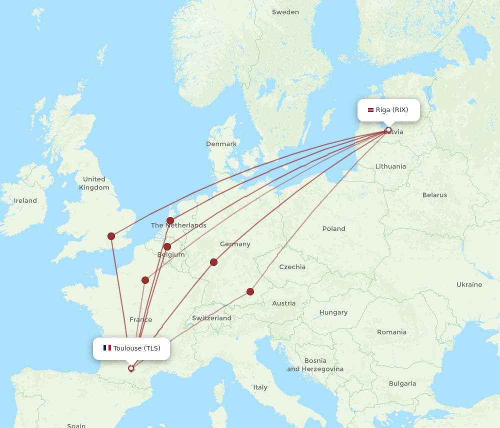 TLS-RIX flight routes