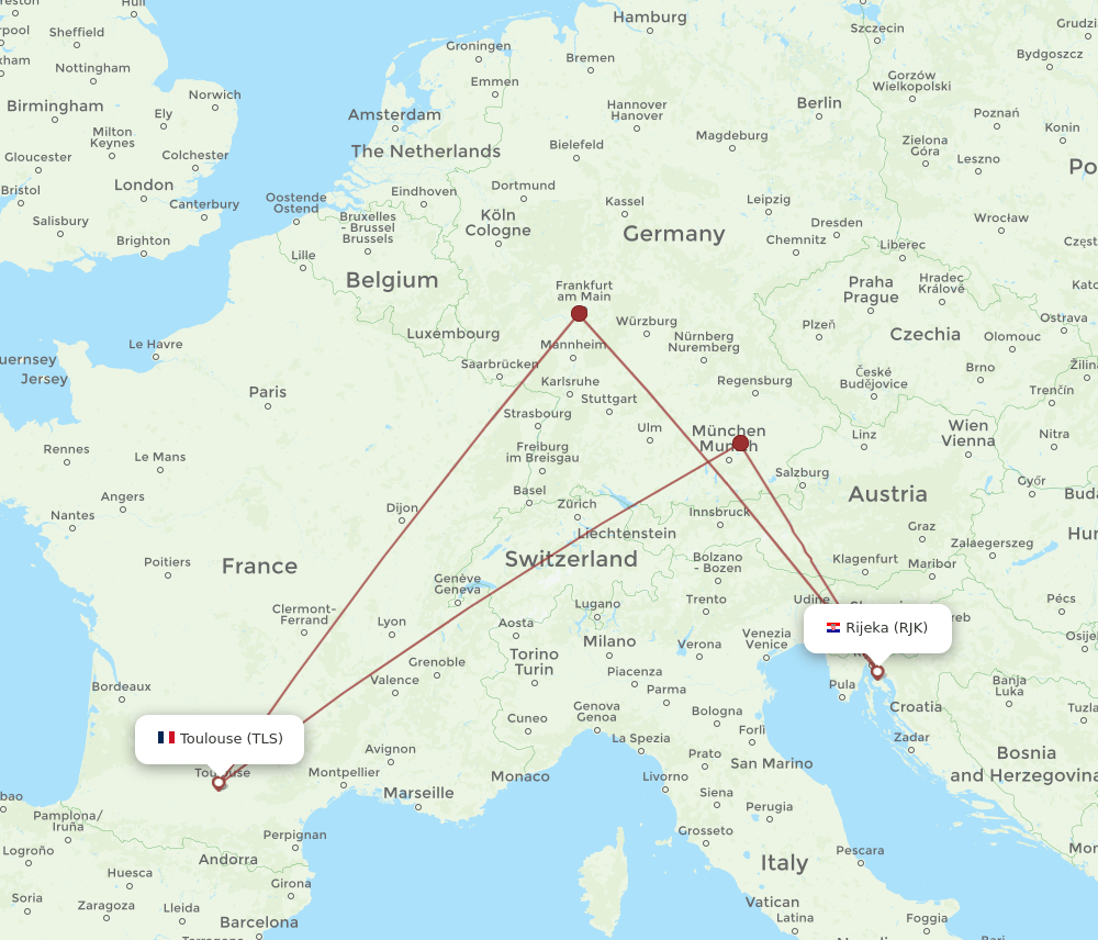 TLS-RJK flight routes