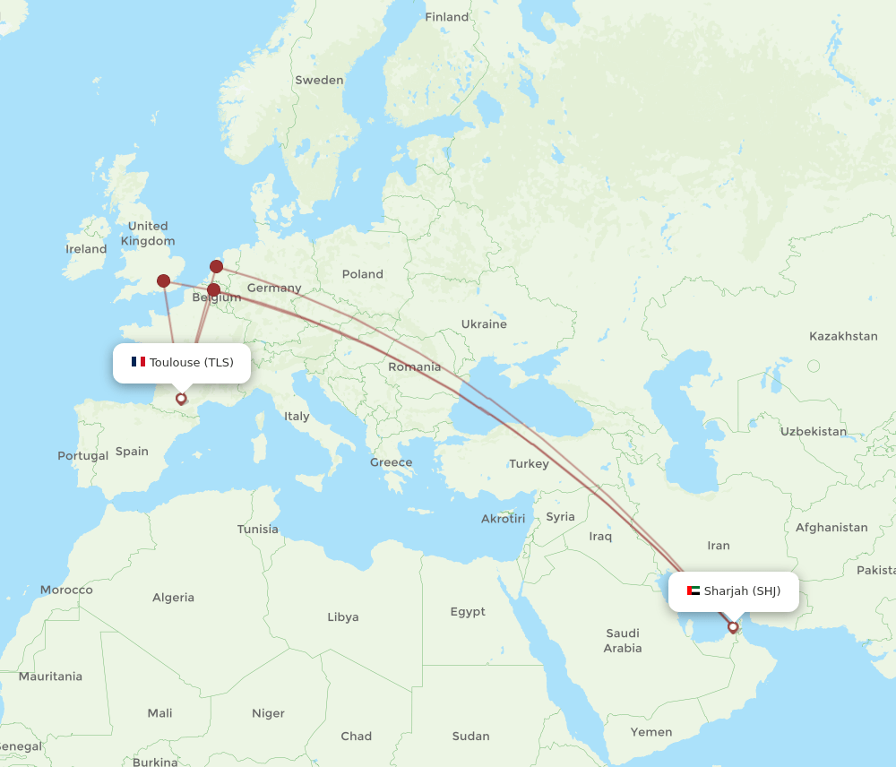 TLS-SHJ flight routes