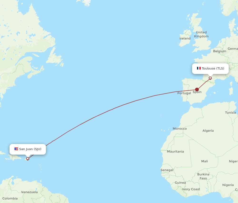TLS-SJU flight routes