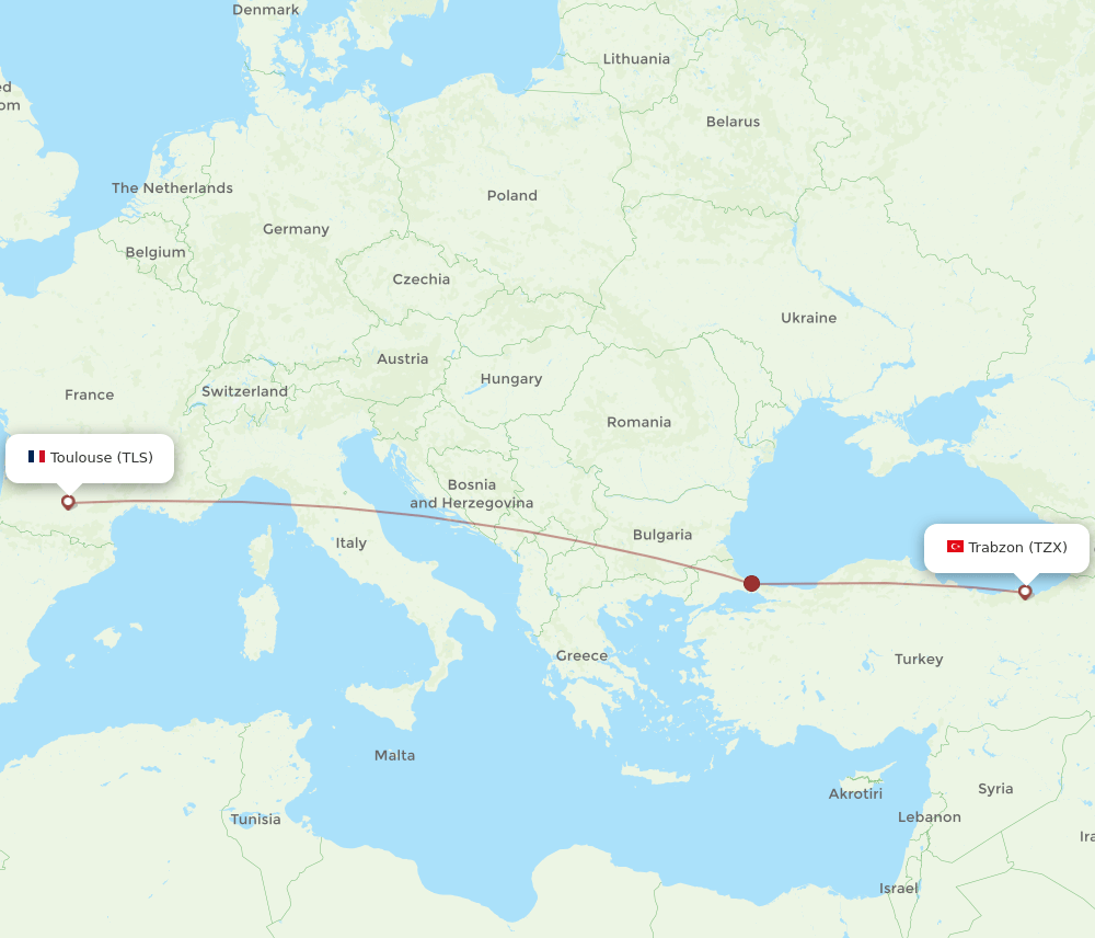 TLS-TZX flight routes