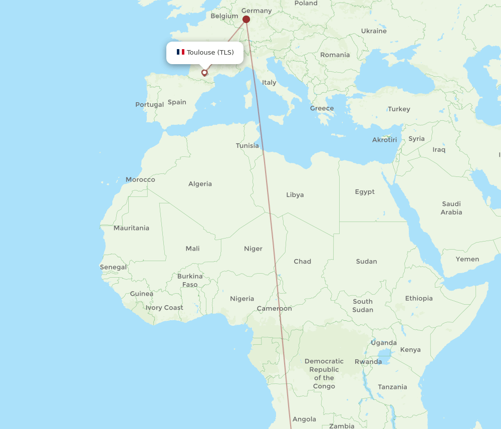 TLS-WDH flight routes