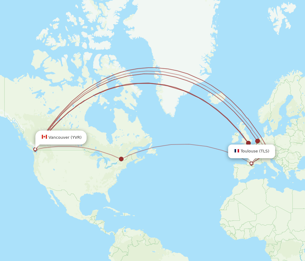 TLS-YVR flight routes