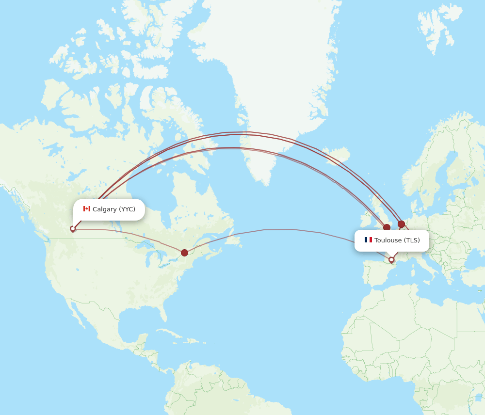 TLS-YYC flight routes