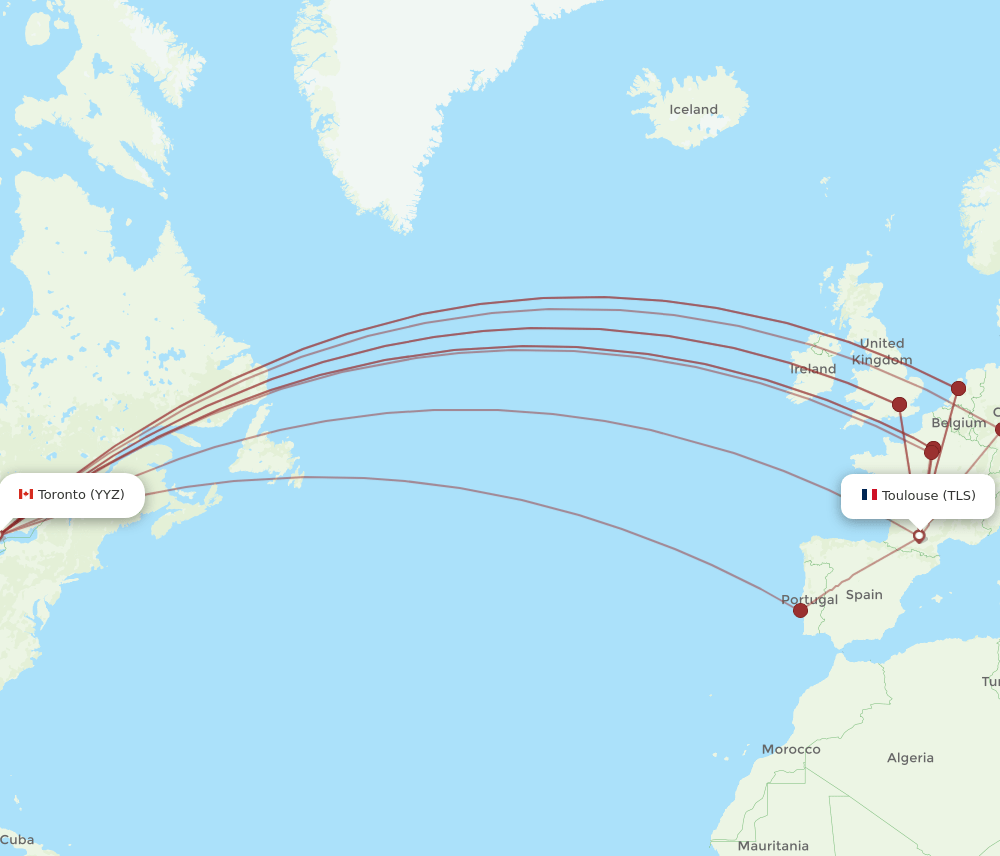 TLS-YYZ flight routes