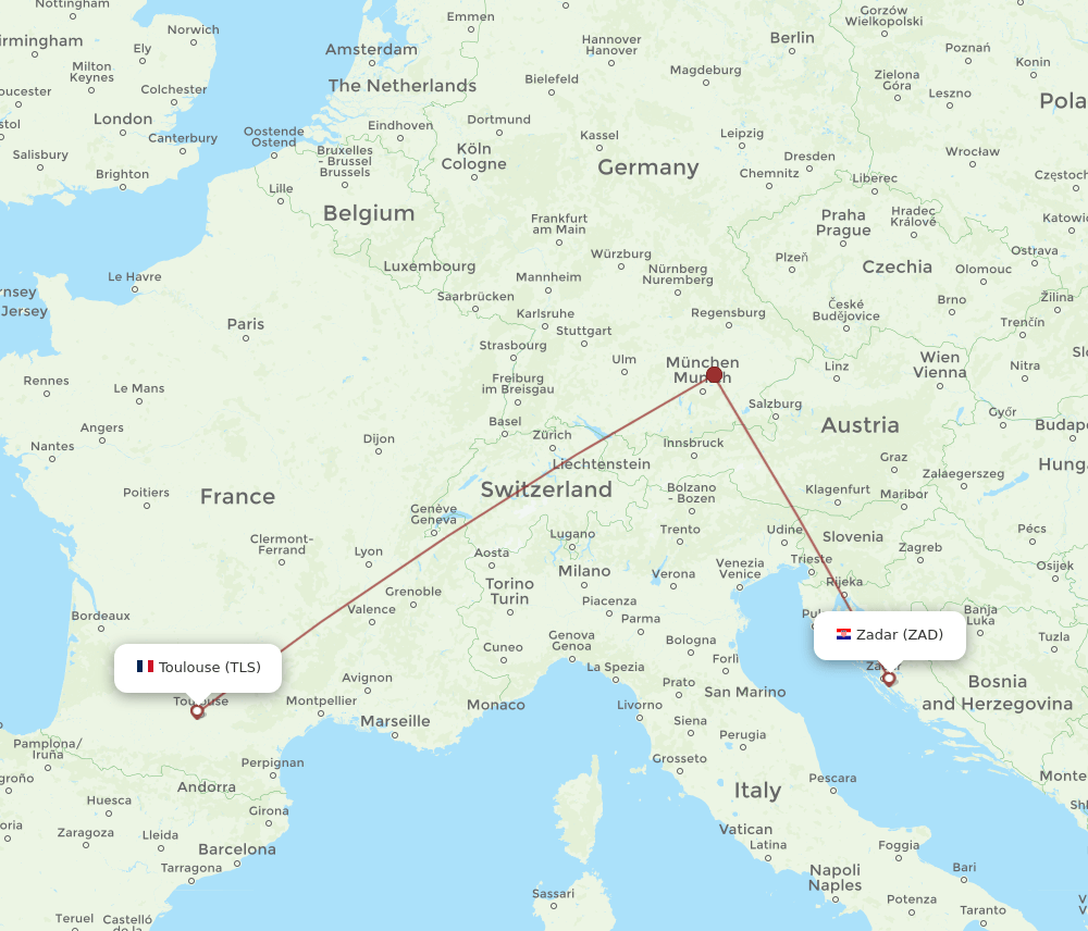 TLS-ZAD flight routes