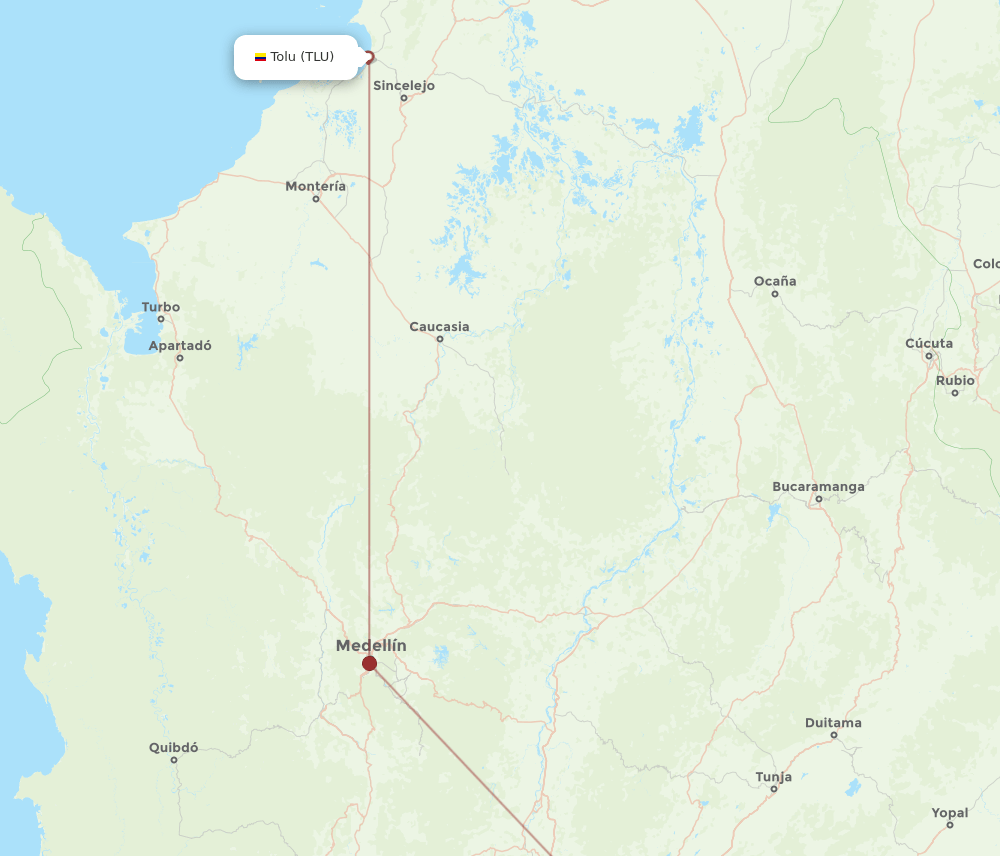 TLU-BOG flight routes