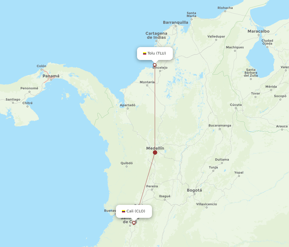 TLU-CLO flight routes