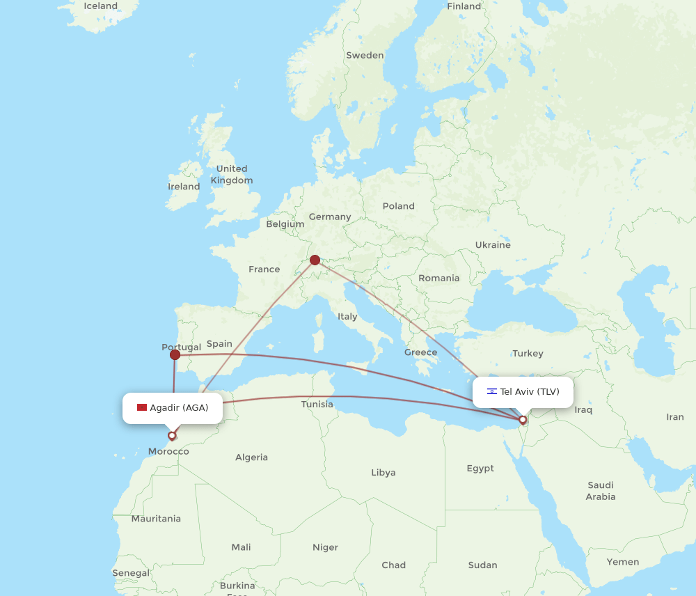 TLV-AGA flight routes
