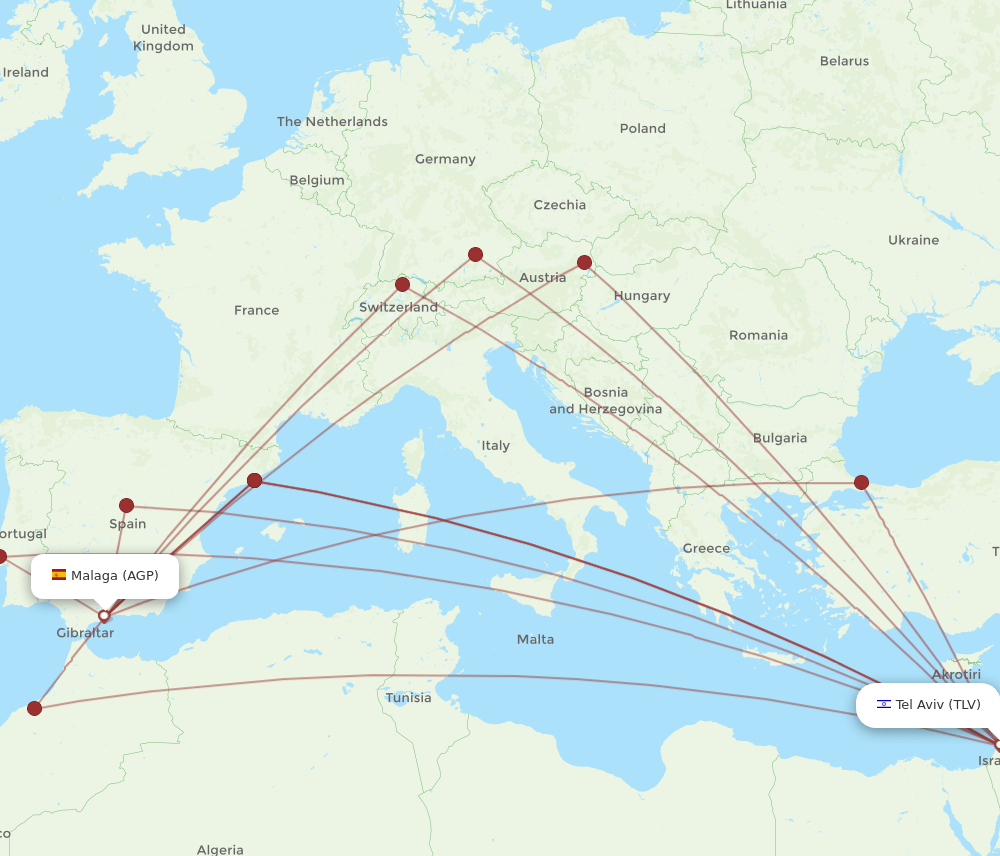 TLV-AGP flight routes
