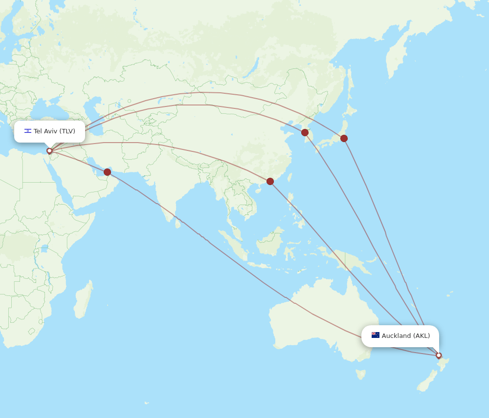 TLV-AKL flight routes