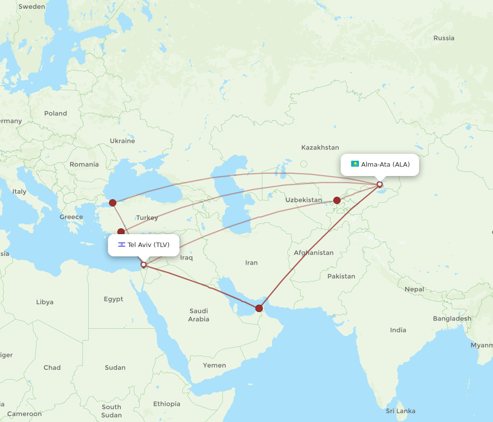 TLV-ALA flight routes