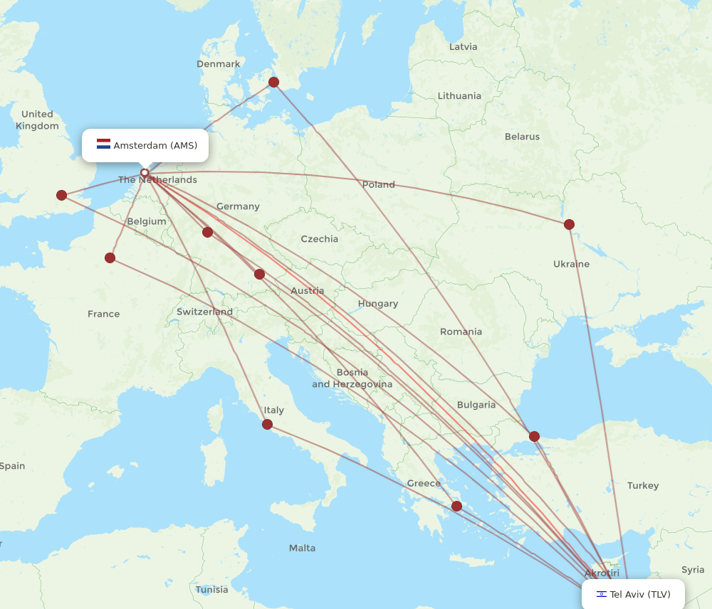 TLV-AMS flight routes