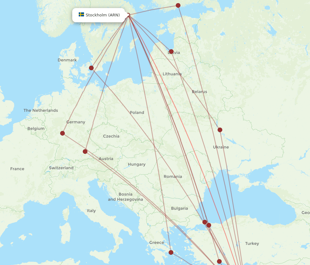 TLV-ARN flight routes