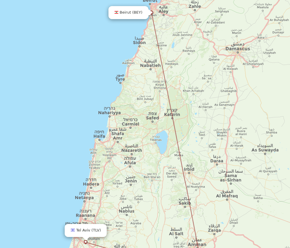 TLV-BEY flight routes