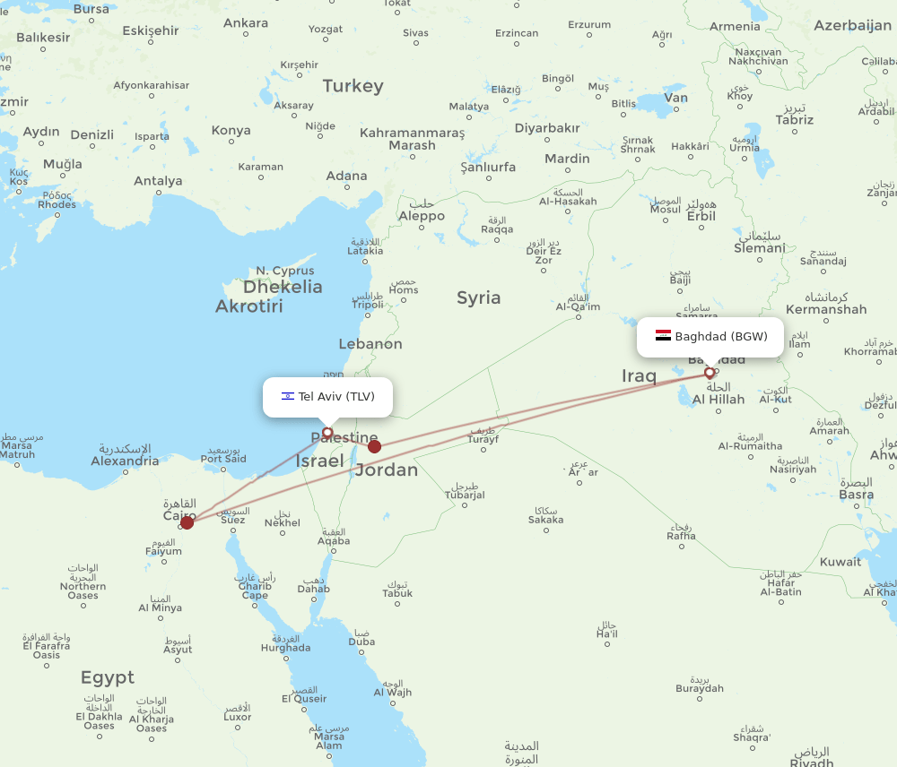 TLV-BGW flight routes