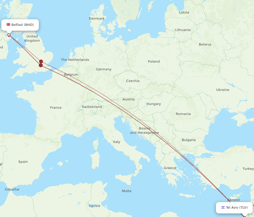TLV-BHD flight routes