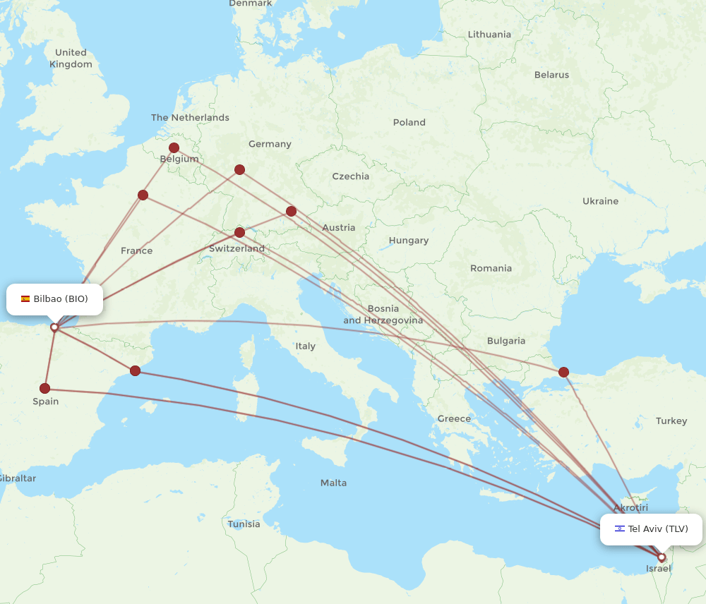 TLV-BIO flight routes