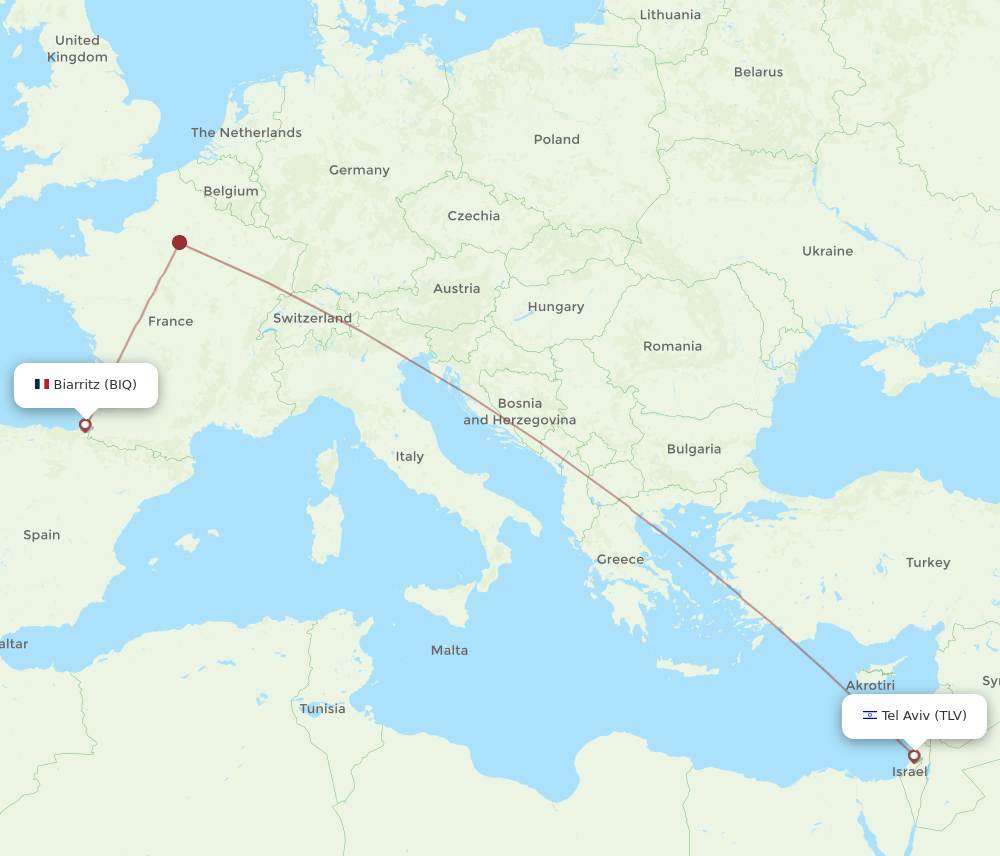 TLV-BIQ flight routes