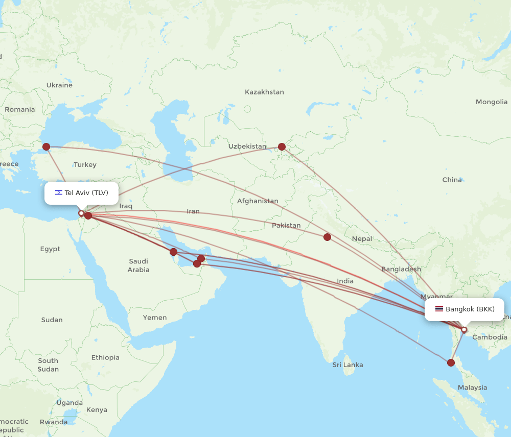 TLV-BKK flight routes