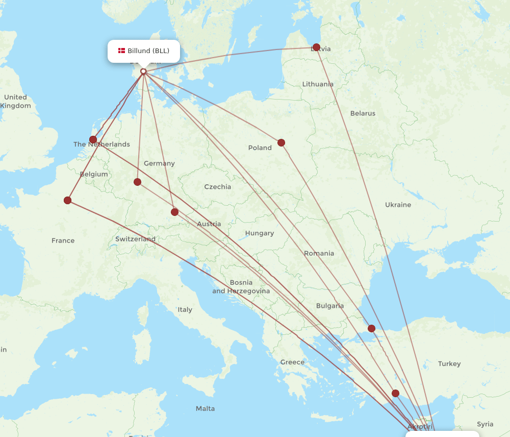 TLV-BLL flight routes