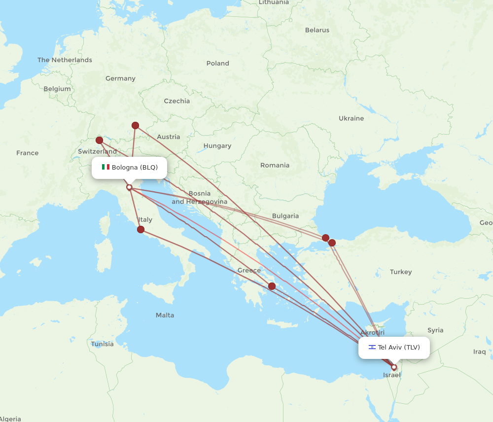TLV-BLQ flight routes