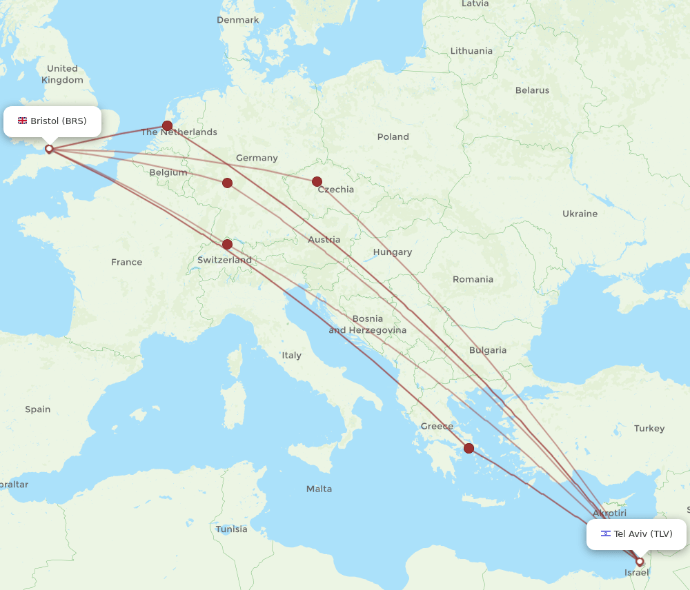 TLV-BRS flight routes