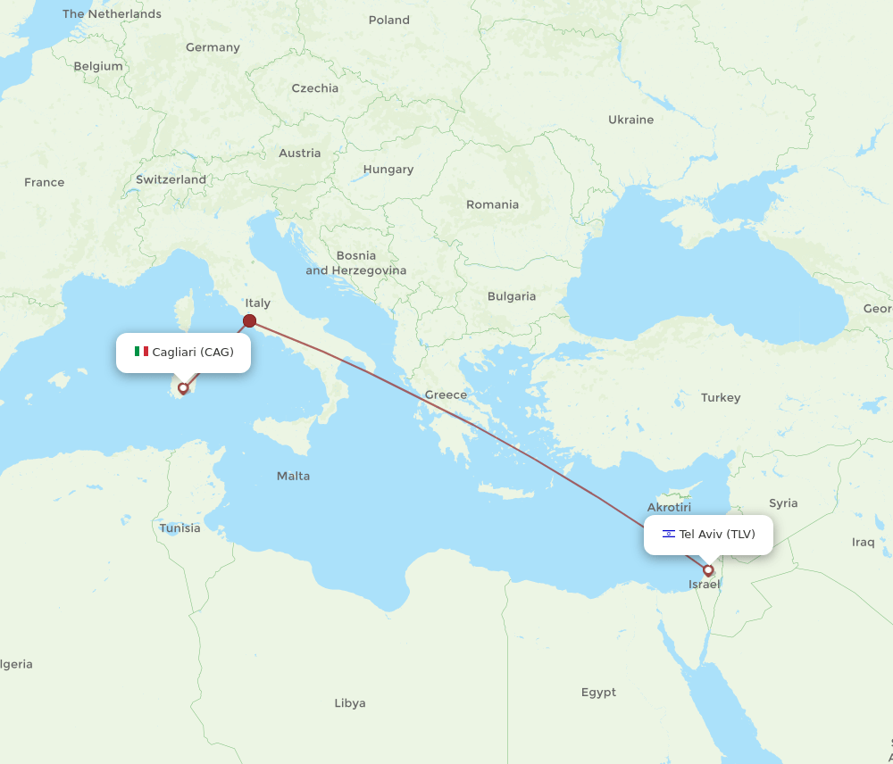 TLV to CAG flights and routes map