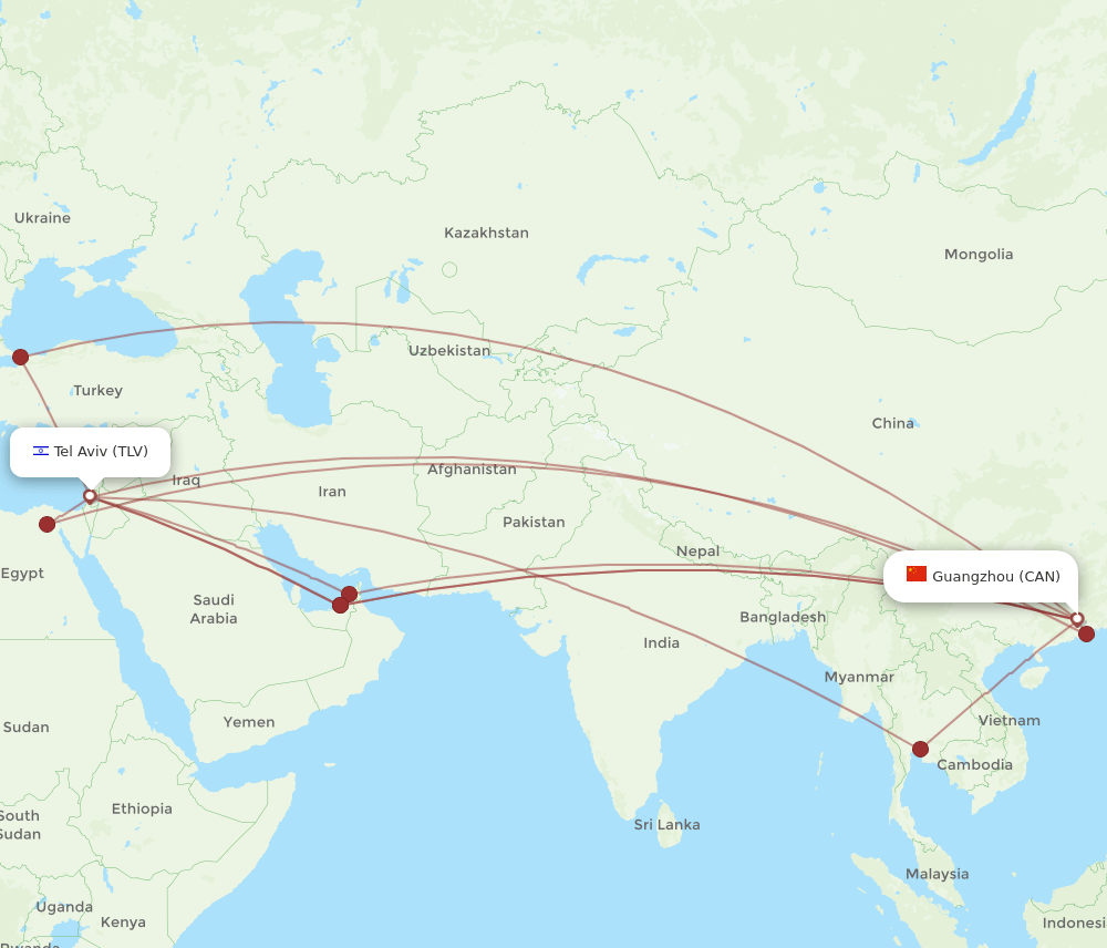 TLV-CAN flight routes