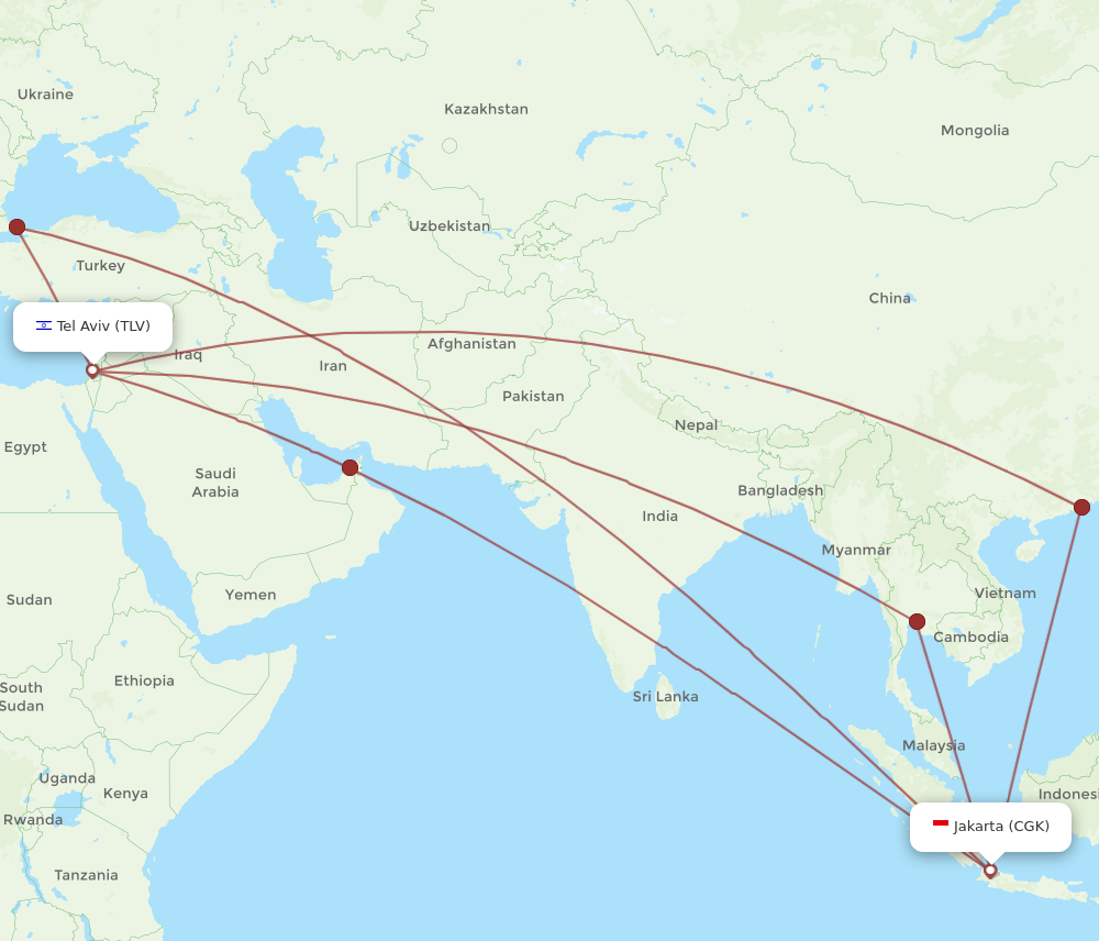 TLV-CGK flight routes