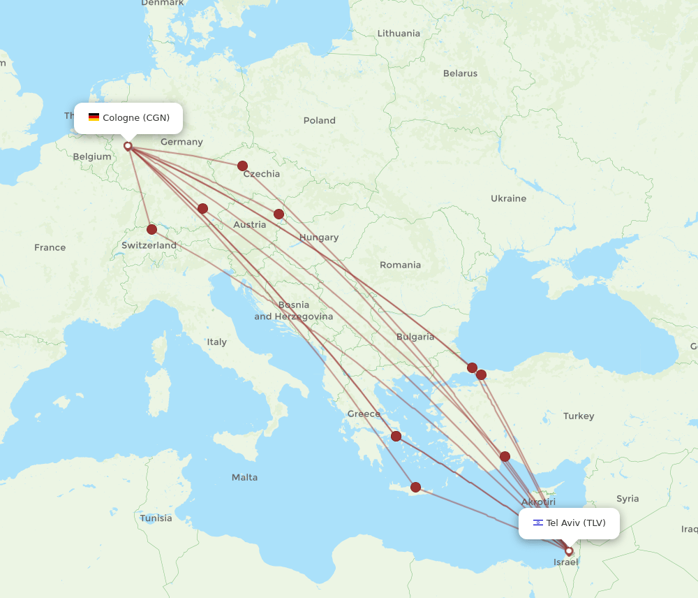 TLV-CGN flight routes