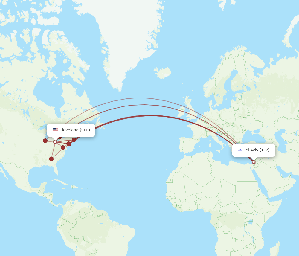 TLV-CLE flight routes