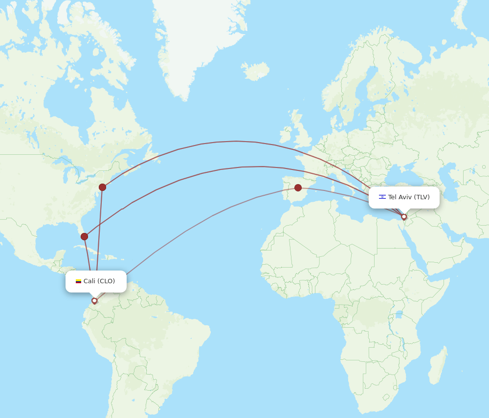 TLV-CLO flight routes