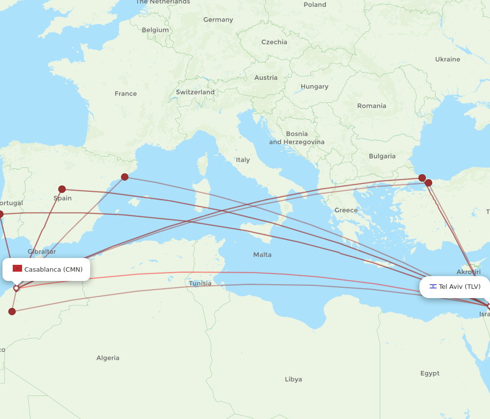 TLV-CMN flight routes