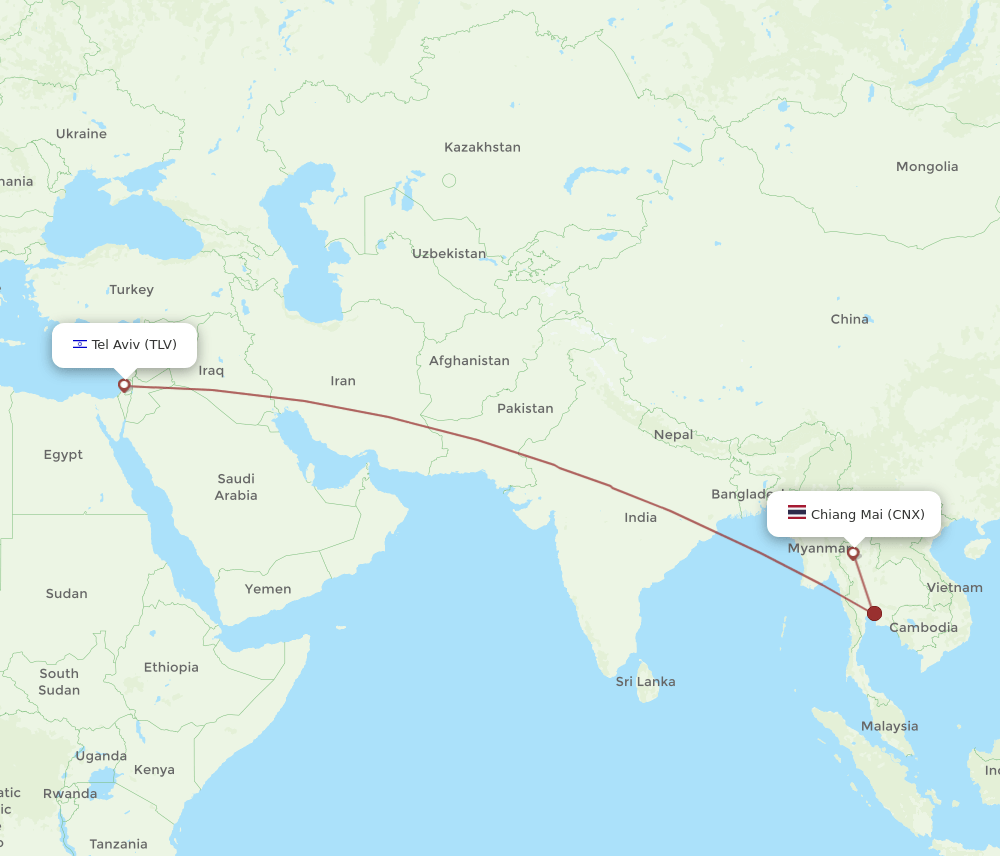 TLV-CNX flight routes