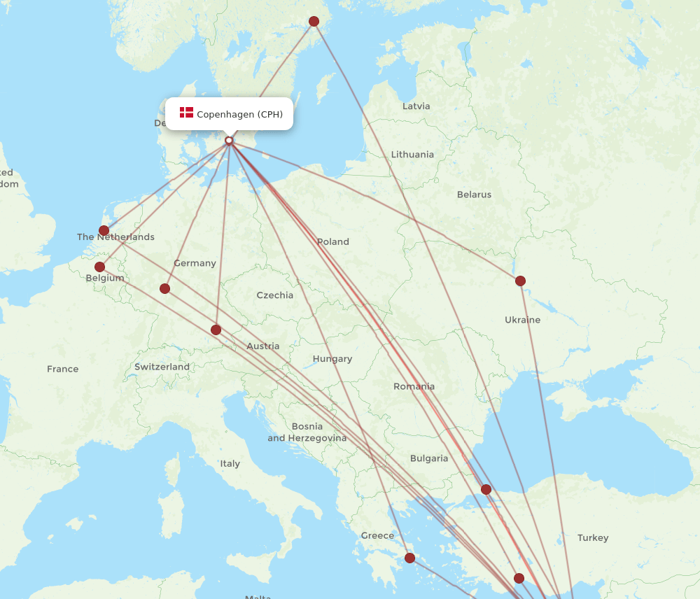 TLV-CPH flight routes