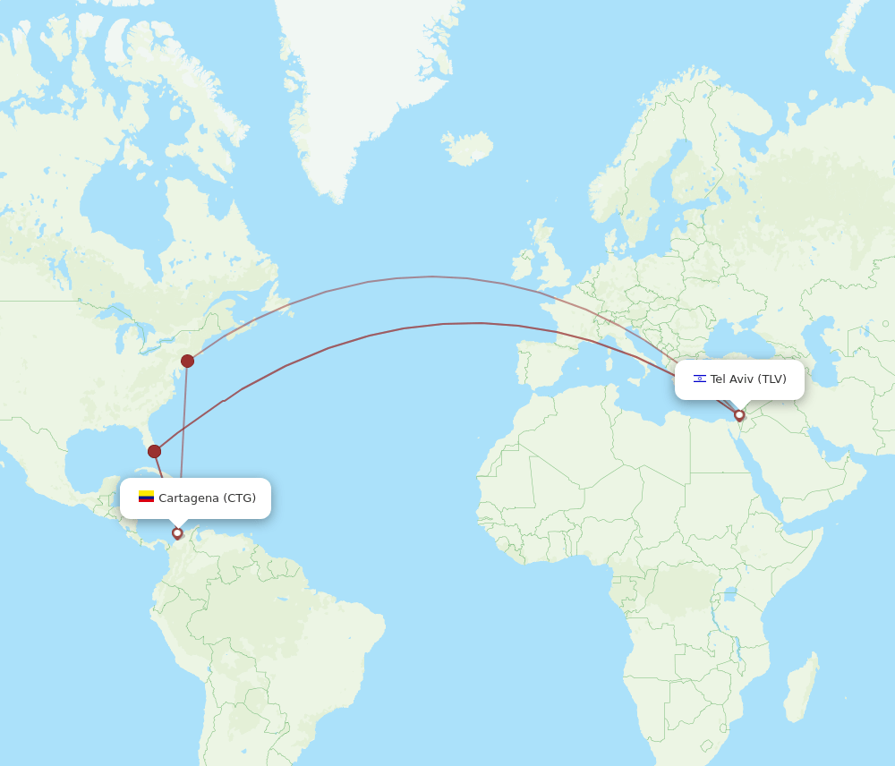 TLV-CTG flight routes
