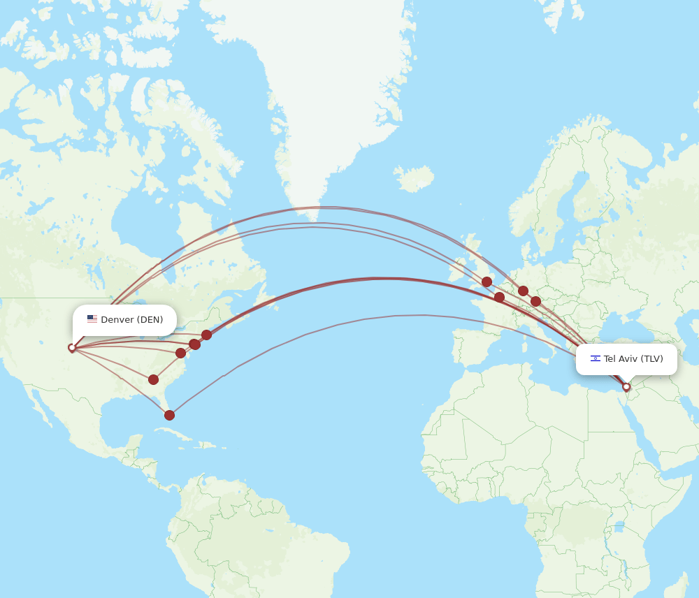 TLV-DEN flight routes
