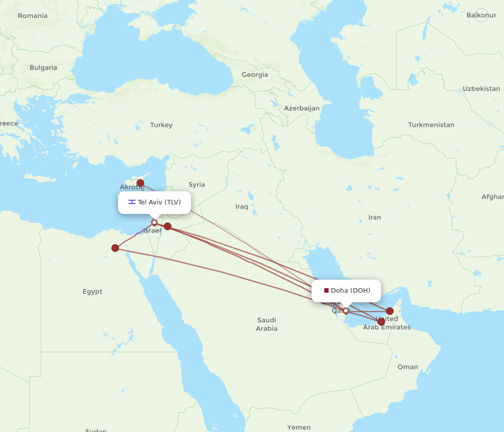 TLV-DOH flight routes