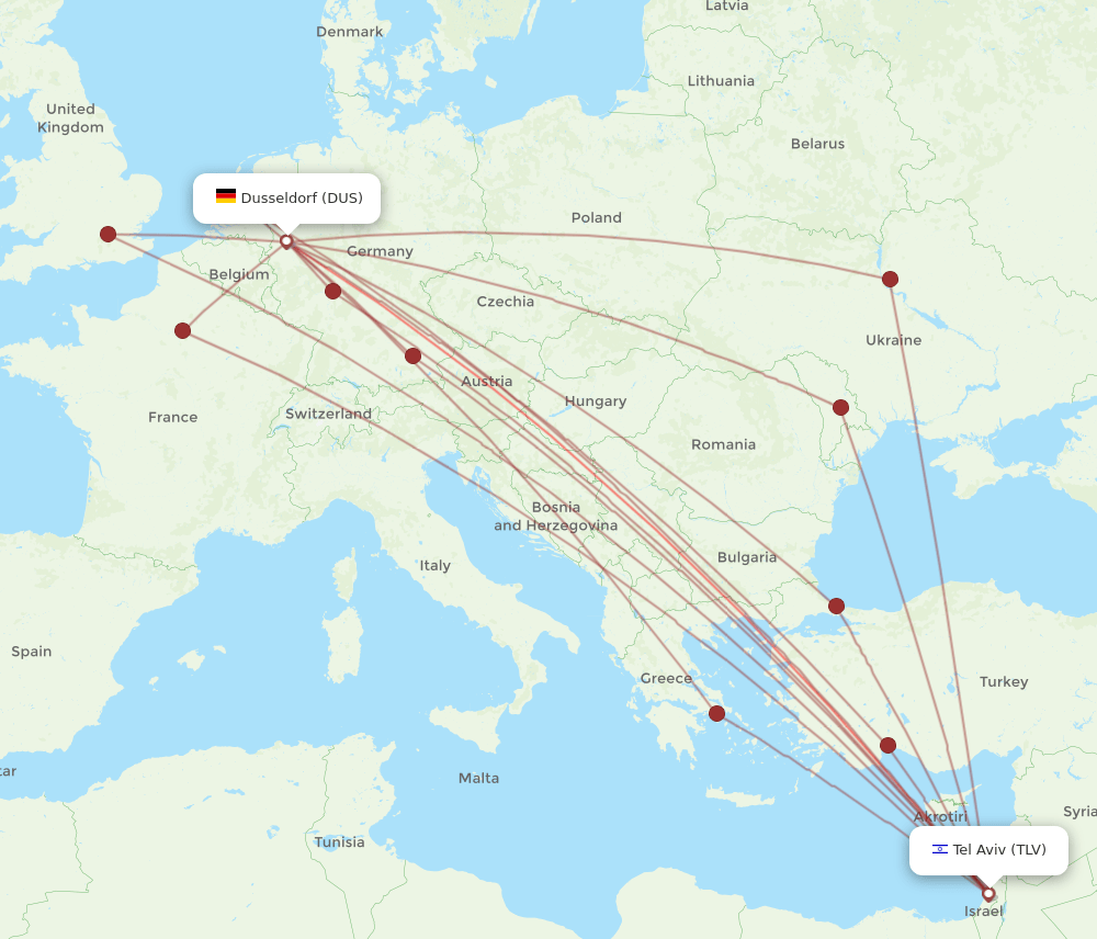 TLV-DUS flight routes
