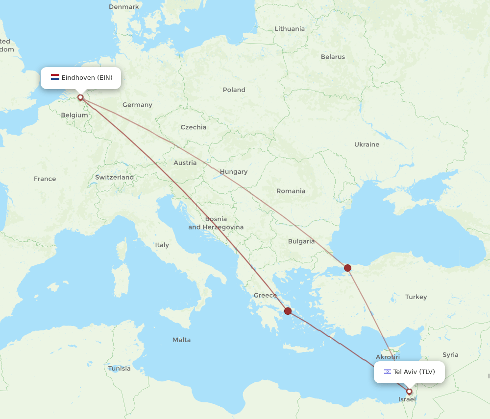 TLV-EIN flight routes