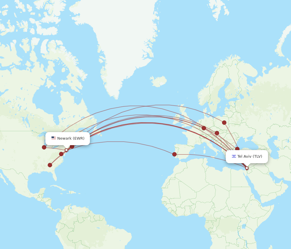 TLV-EWR flight routes