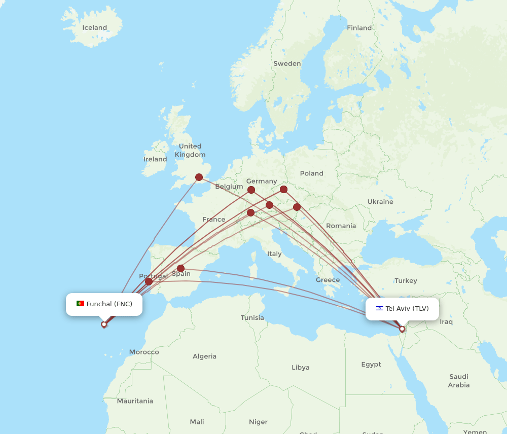 TLV-FNC flight routes