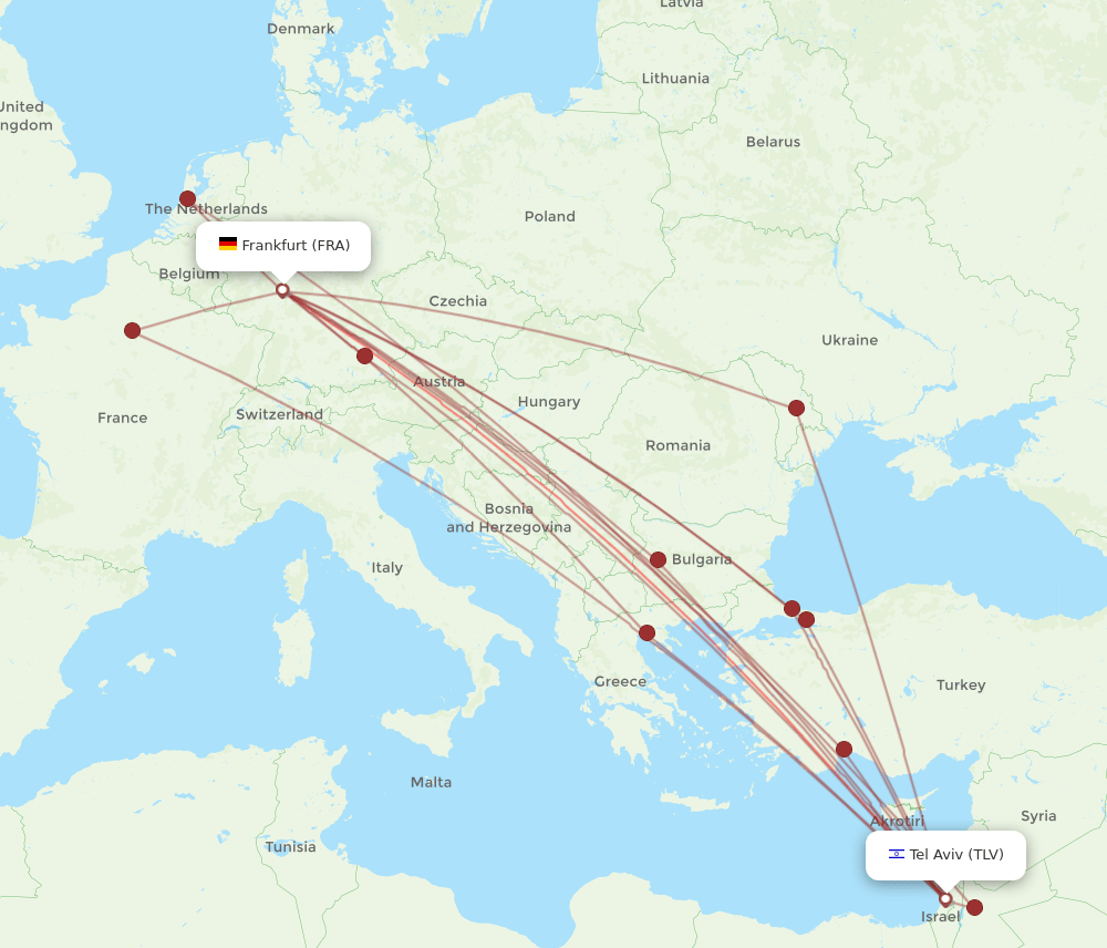TLV-FRA flight routes