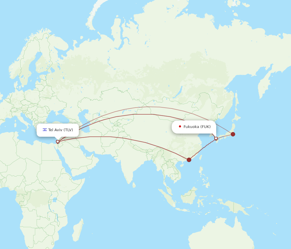 TLV to FUK flights and routes map