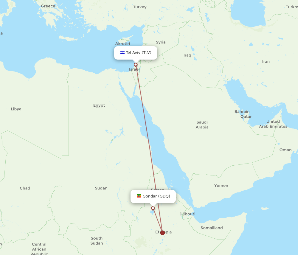 TLV-GDQ flight routes