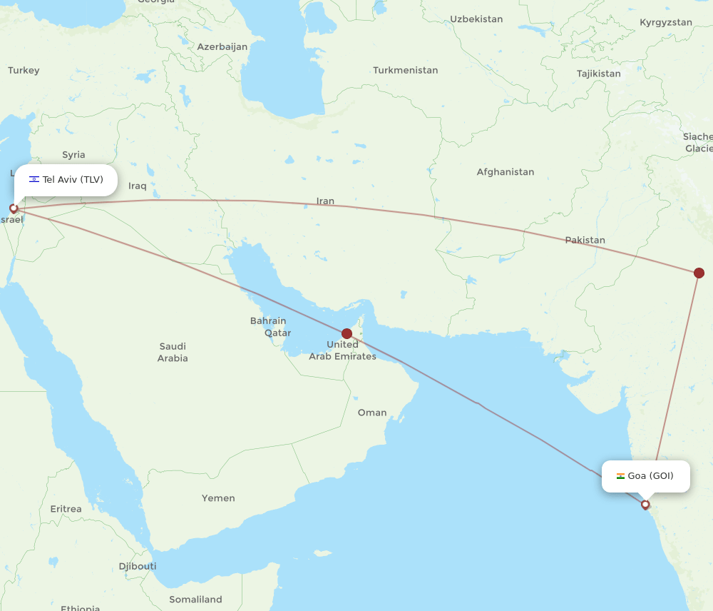 TLV-GOI flight routes