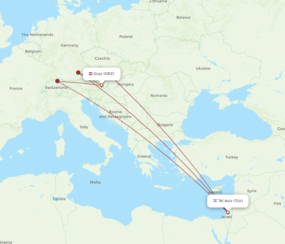 TLV-GRZ flight routes