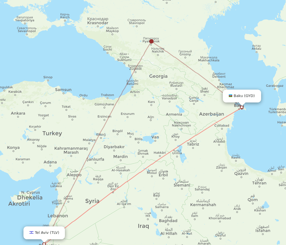TLV-GYD flight routes